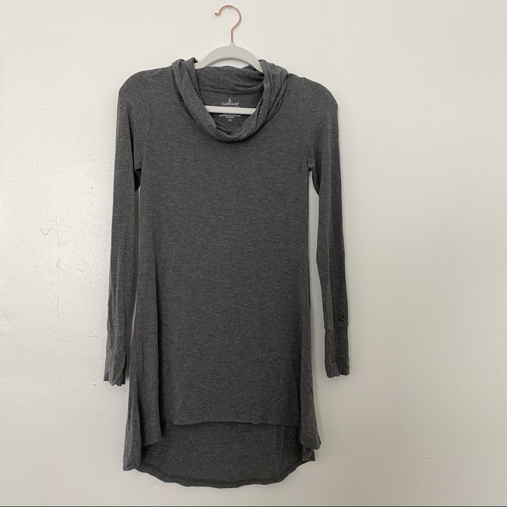 Cuddl Duds - Gray Long Sleeve High Low Turtleneck Dress